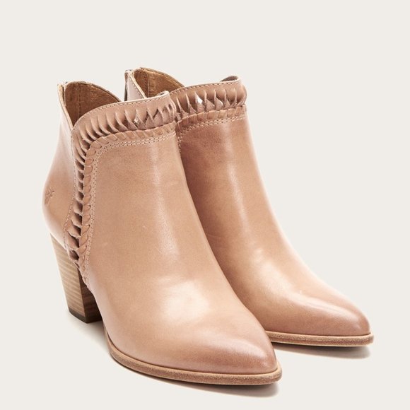 Frye Reed Feather Pink Leather Cut Out Ankle Boot - Picture 3 of 15